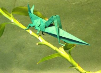Оригами кузнечик