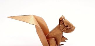 Пошаговая инструкция по сборке объемной модели оригами-белочки