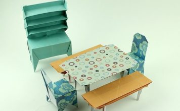 Мебель для кукольного домика в технике оригами